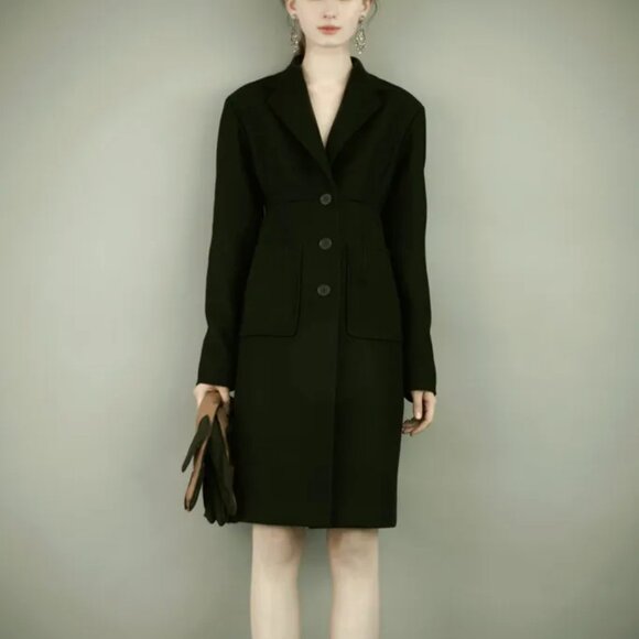 ROCHAS AW 11 Virgin Wool High Waisted Tailored Pocket Cashmere Midi Coat Jacket - Picture 1 of 13